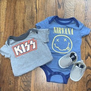 Kiss + Nirvana Onsies 6-9 months